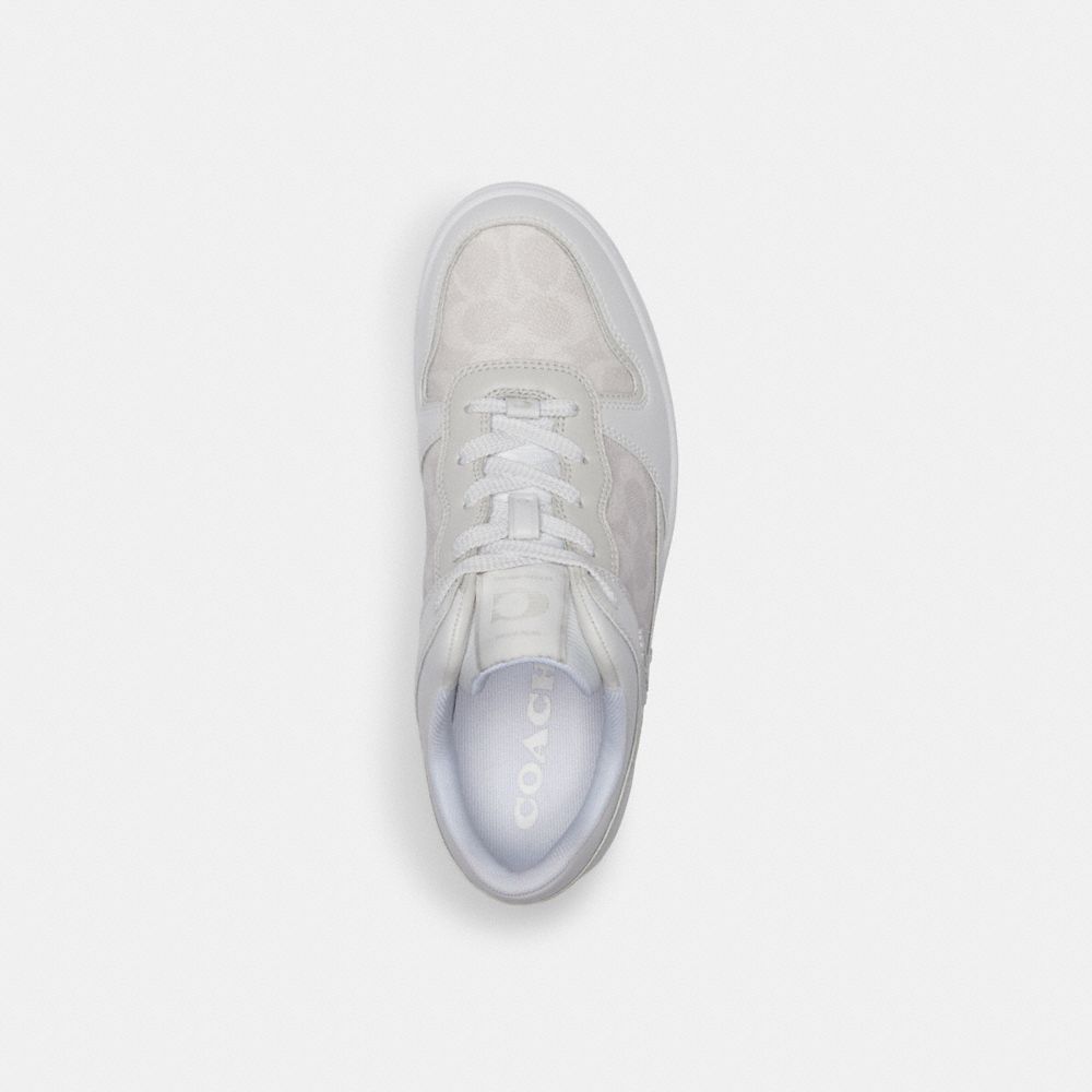 COACH®,C201 LOW TOP SNEAKER IN SIGNATURE CANVAS,Signature Coated Canvas,Optic White,Inside View,Top View