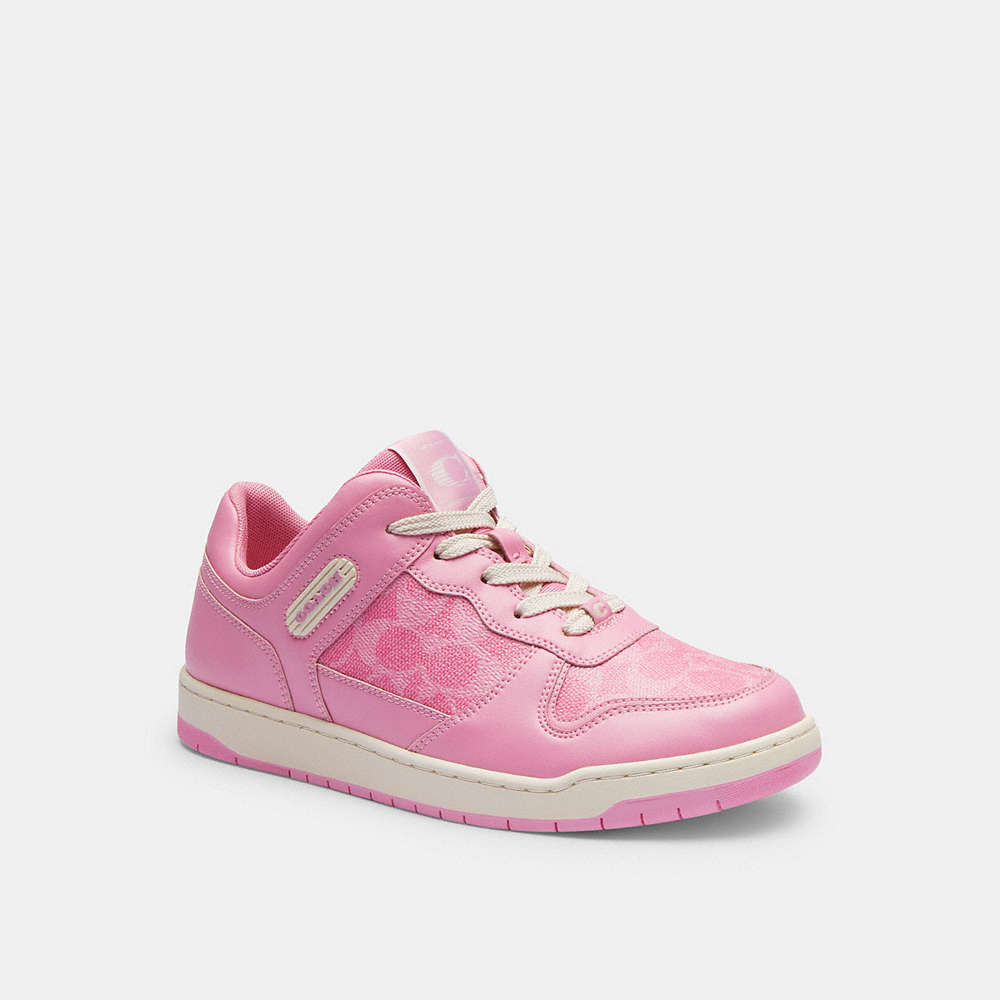Coach C201 Lowtop-sneaker Aus Signature-canvas In Pink