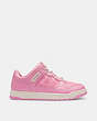 COACH®,C201 LOW TOP SNEAKER IN SIGNATURE CANVAS,Vivid Pink,Angle View