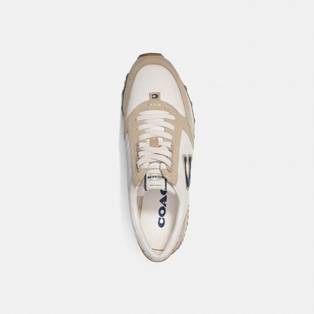 COACH®,RUNNER SNEAKER,Leather/Suede,Chalk/Midnight Navy,Inside View,Top View