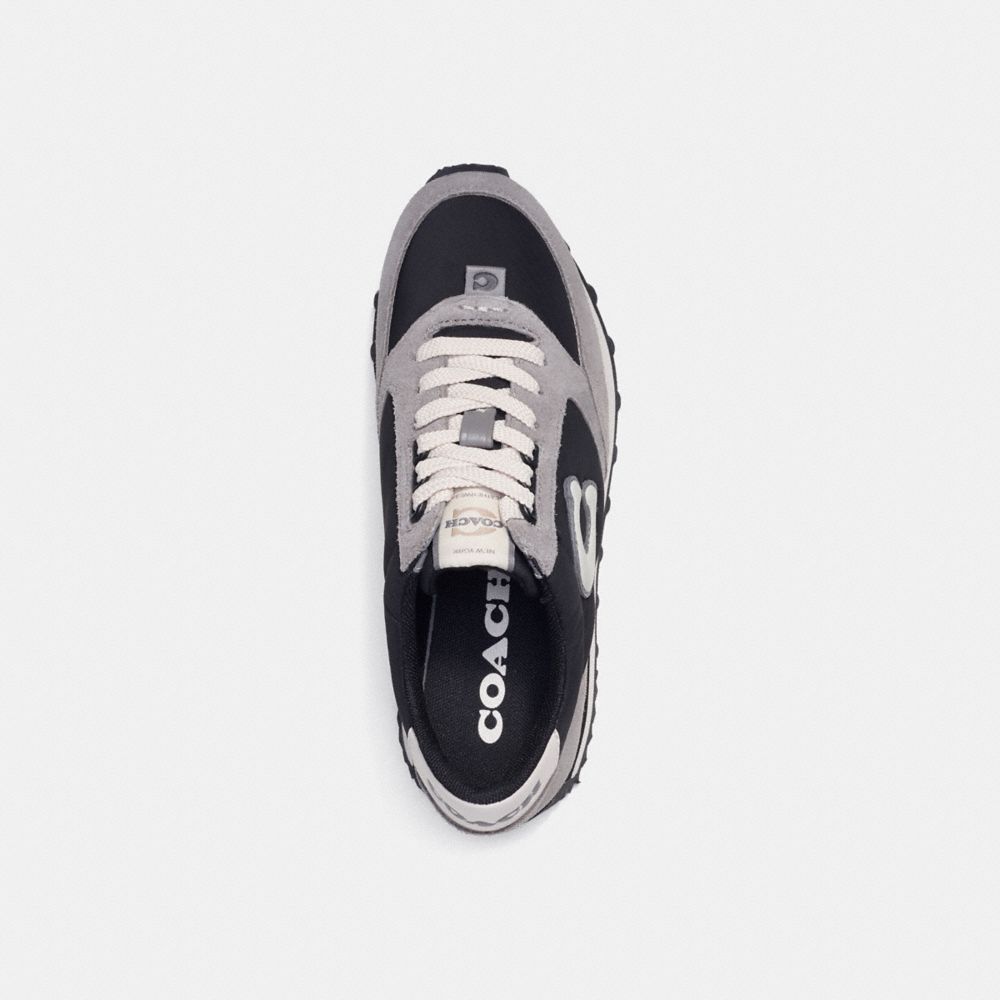 COACH®,Runner Sneaker,Suede,Leather,EVA,Lining Fabric,Activewear,Fabric,Logo,Color Block,Pull Tab,Running,,Inside View,Top View