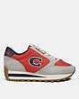 COACH®,RUNNER SNEAKER,Leather/Suede,Sport Red/Midnight Navy,Angle View
