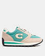 COACH®,RUNNER SNEAKER,Leather/Suede,Bright Green/Chalk,Angle View