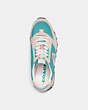 COACH®,RUNNER SNEAKER,Leather/Suede,Bright Green/Chalk,Inside View,Top View