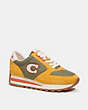 COACH®,RUNNER SNEAKER,Leather/Suede,Army Green/Buttercup,Front View