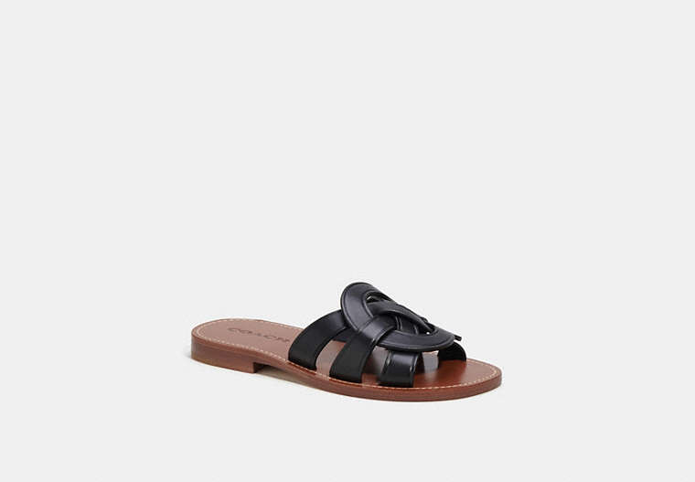 COACH®,ISSA SANDAL,Leather,Black,Front View image number 0