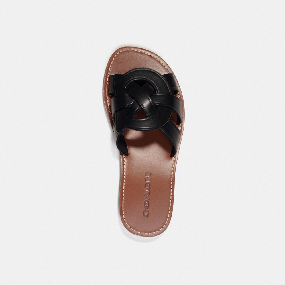 COACH®,Issa Sandal,Lining Leather,Rubber,Leather,Slides,Logo,Casual,,Inside View,Top View