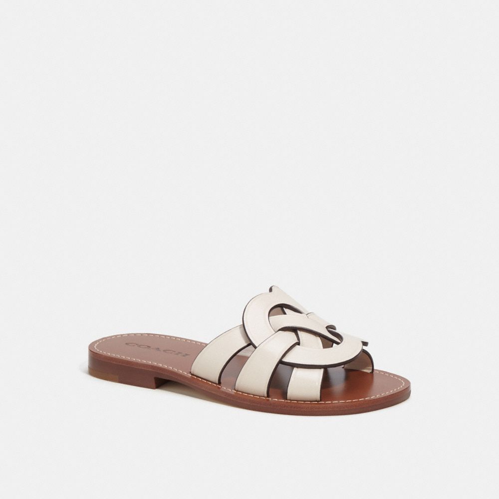 COACH®,ISSA SANDAL,Leather,Chalk,Front View