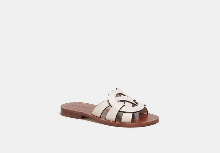 COACH®,ISSA SANDAL,Leather,Chalk,Front View