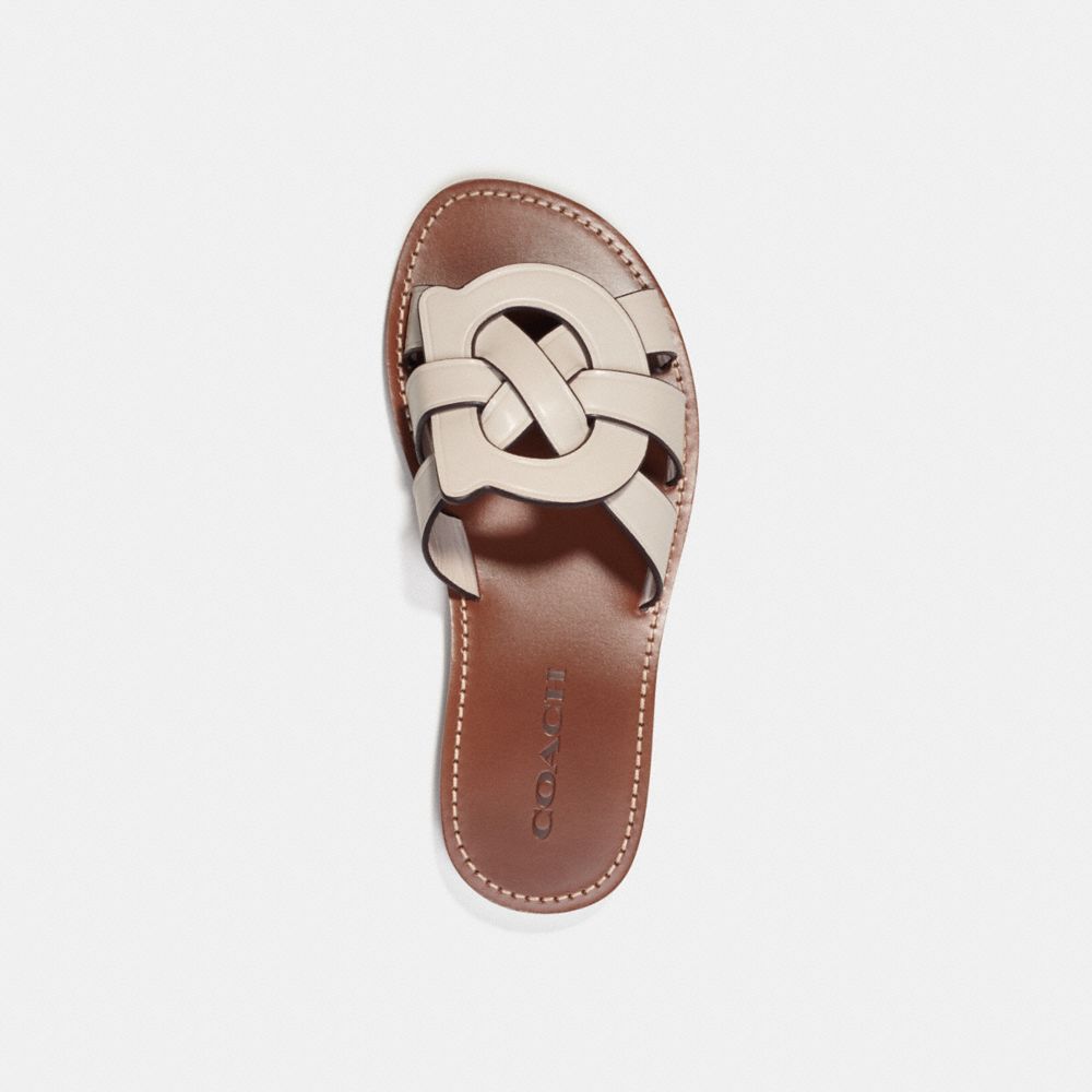 COACH®,Issa Sandal,Lining Leather,Leather,Rubber,Slides,Logo,Casual,Cream,Inside View,Top View