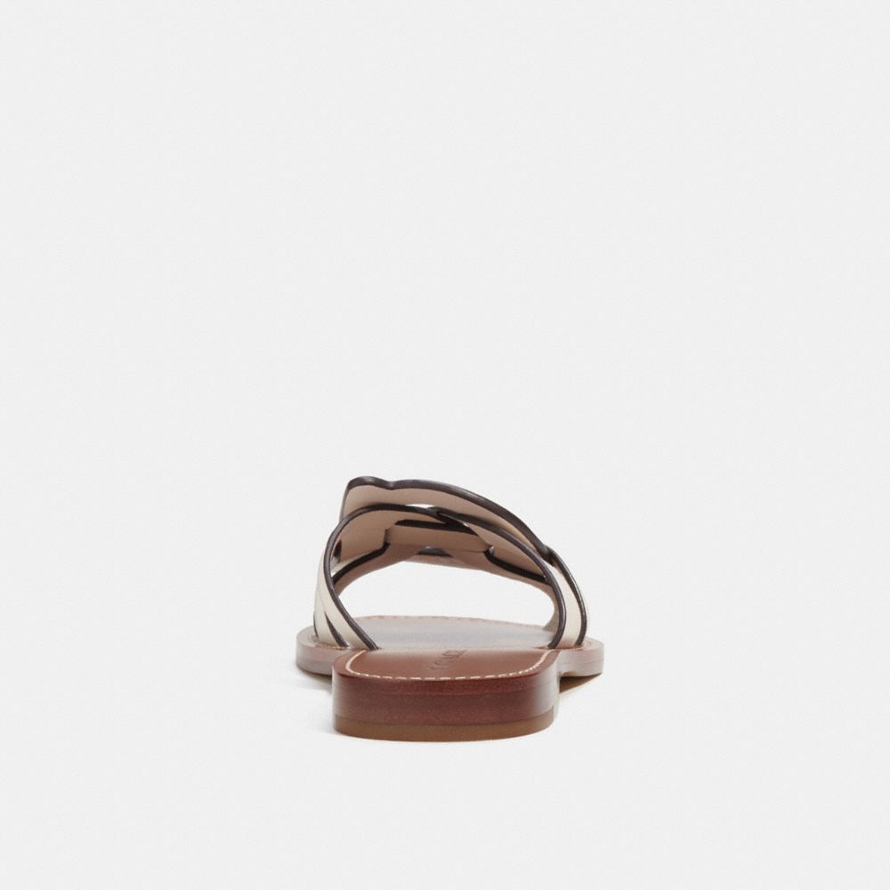 COACH®,Issa Sandal,Lining Leather,Leather,Rubber,Slides,Logo,Casual,Cream,Alternate View