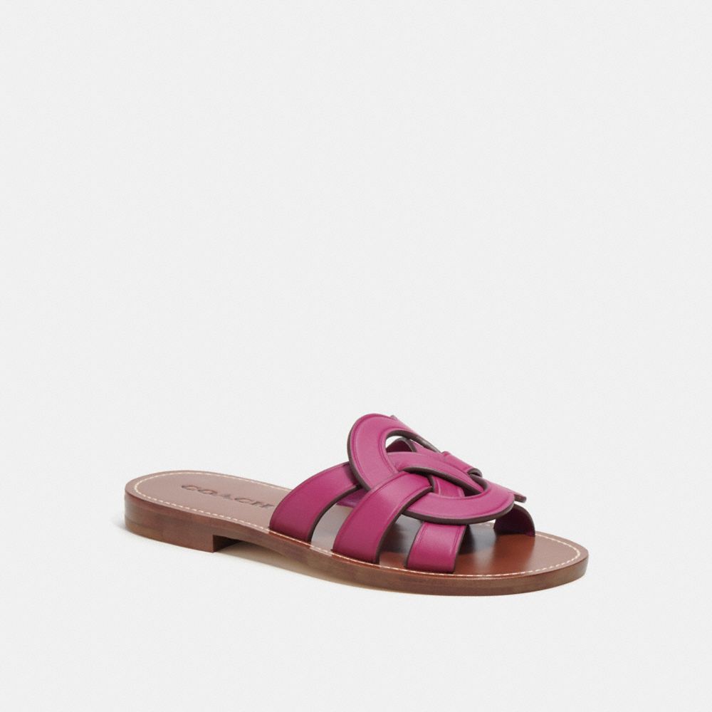 Flat leather sale slide sandals