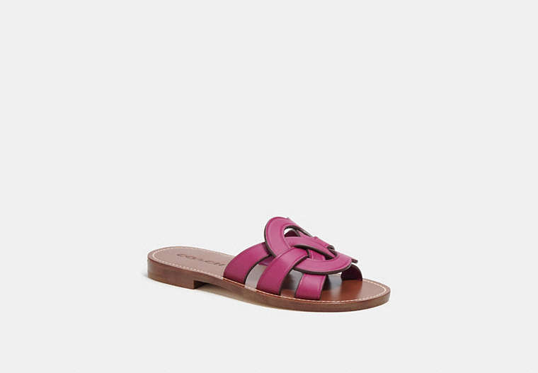 COACH®,ISSA SANDAL,Leather,Deep Plum,Front View