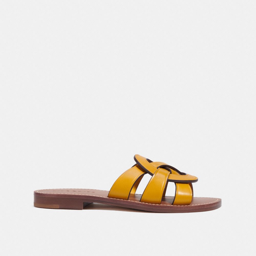 COACH®,ISSA SANDAL,Yellow Gold,Angle View