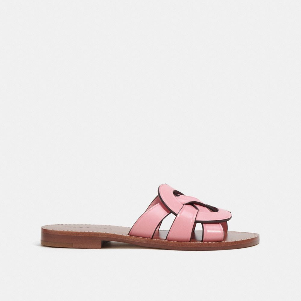 COACH®,Issa Sandal,Lining Leather,Leather,Rubber,Slides,Logo,Casual,,Angle View