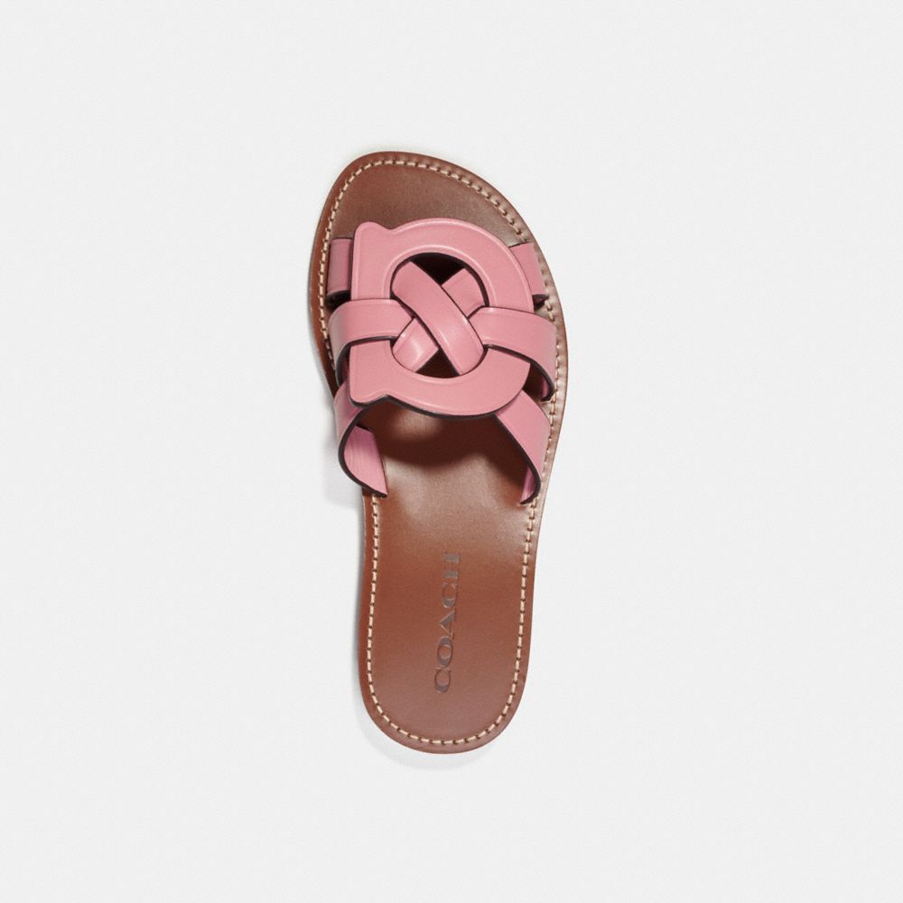 COACH®,Issa Sandal,Lining Leather,Leather,Rubber,Slides,Logo,Casual,,Inside View,Top View