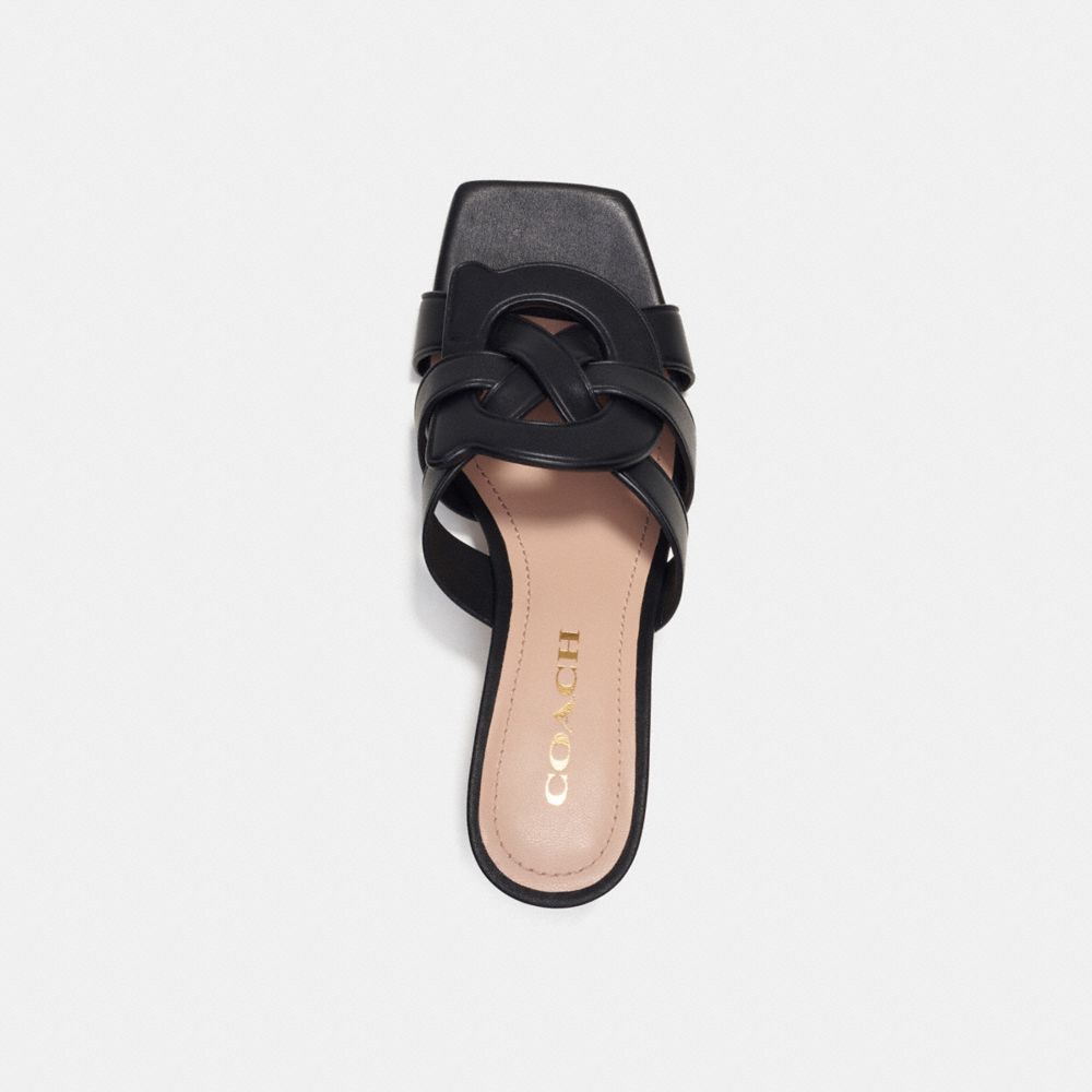 COACH®,TILLIE SANDAL,Leather,Black,Inside View,Top View