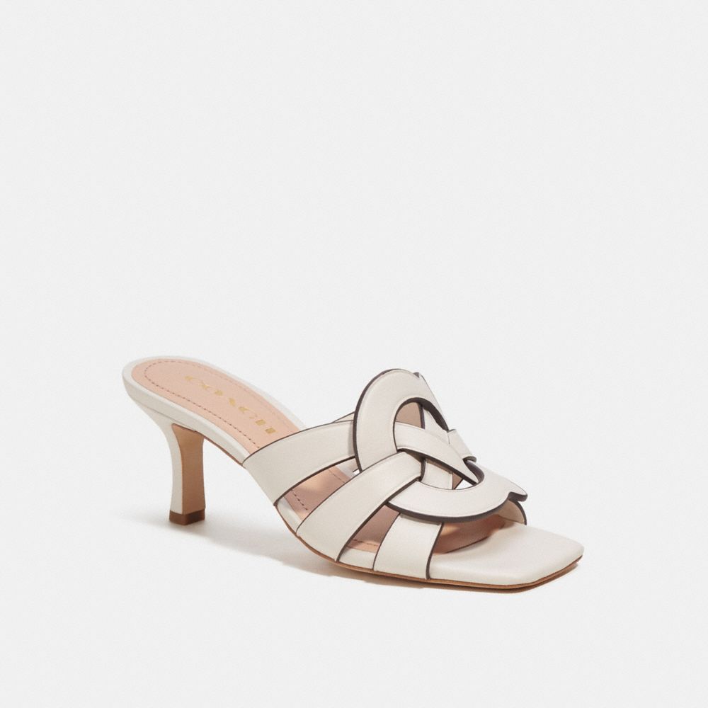 COACH®,TILLIE SANDAL,Leather,Chalk,Front View image number 0