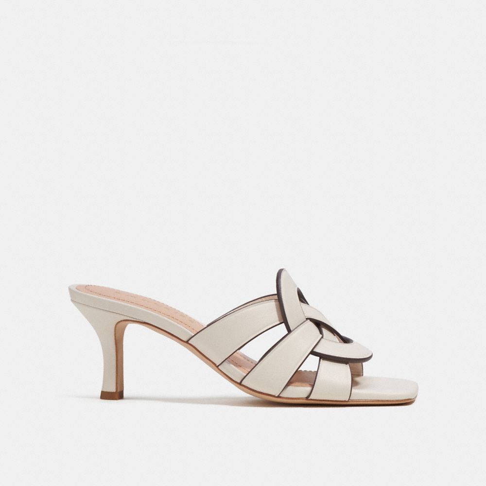 COACH®,TILLIE SANDAL,Leather,Chalk,Angle View