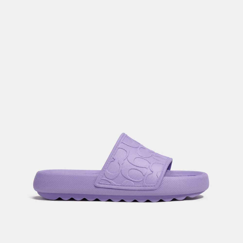 COACH®,Sport Slide In Signature,EVA,Slides,Fabric,Casual,Lavender,Angle View
