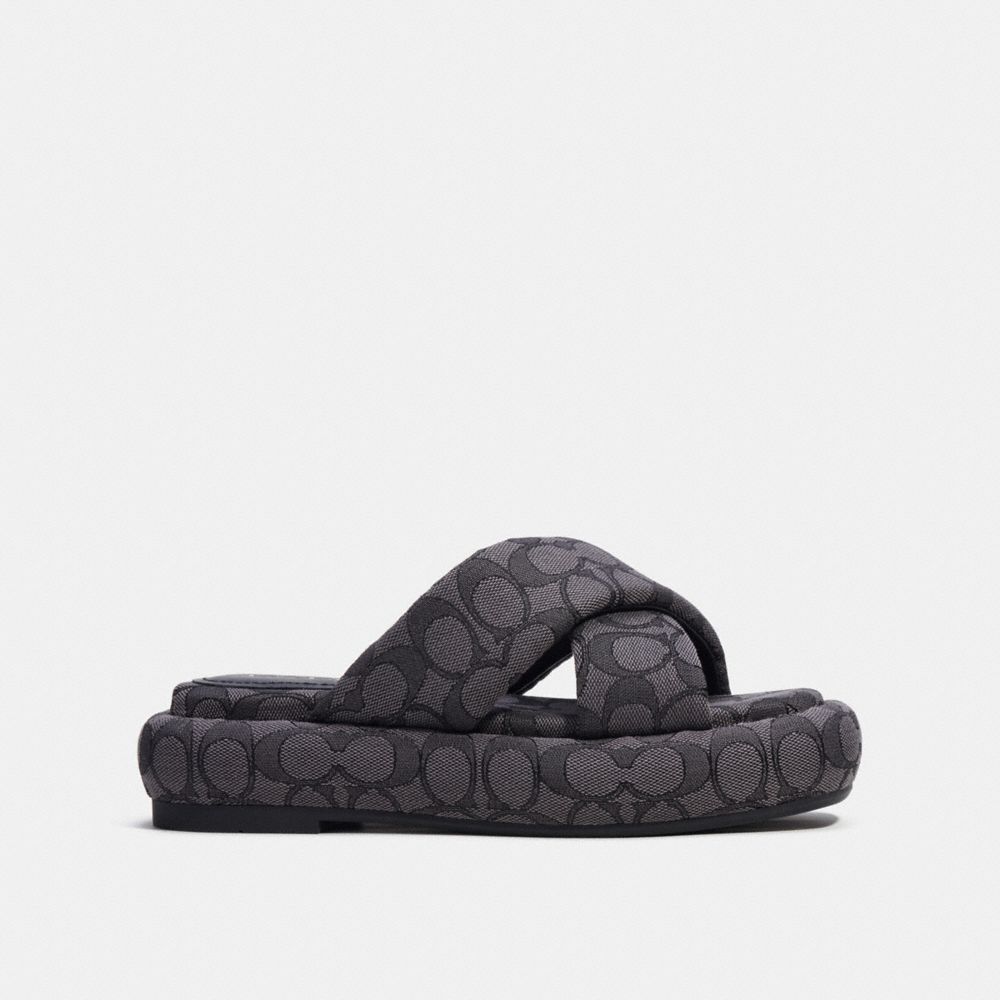 COACH®,Penelope Sandal In Signature Jacquard,,Angle View