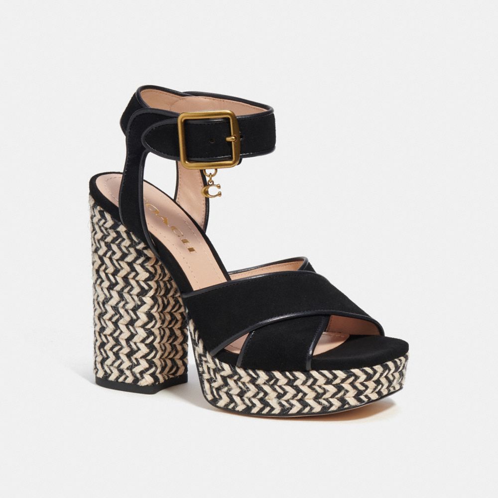 COACH®,NELLY SANDAL,Black,Front View image number 0