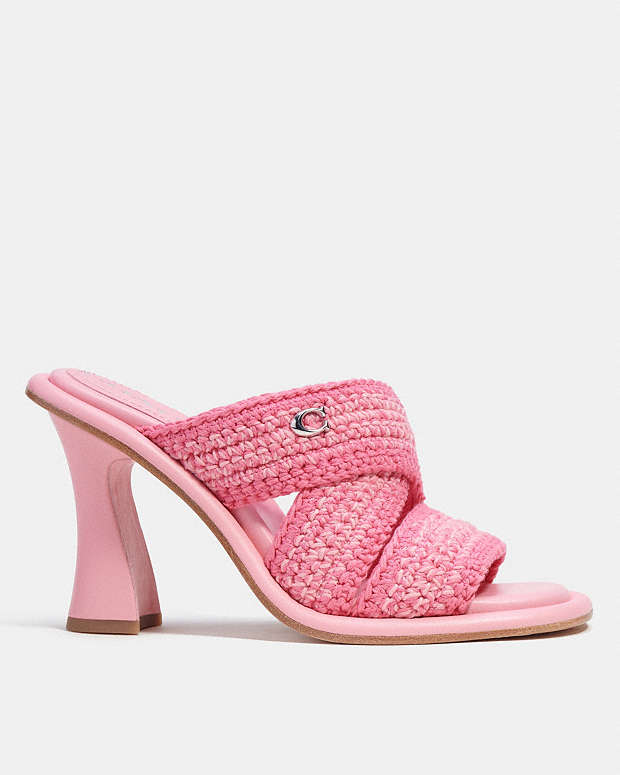 Coach Women's Quintin 60mm Crochet Sandals - Flower Pink - Size 7.5