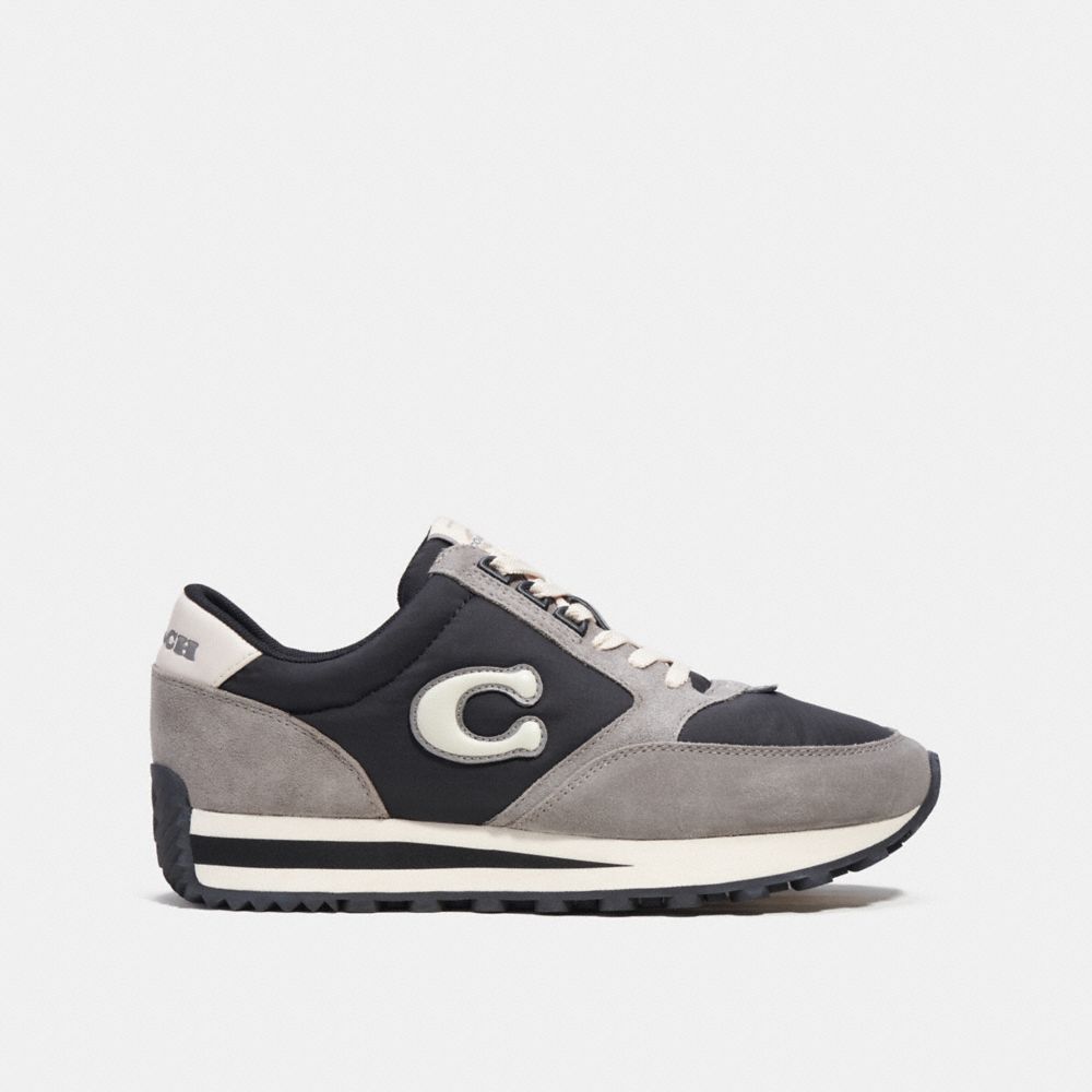COACH®,Runner Sneaker,Suede,Leather,Casual,Fabric,Mixed Media,Logo,Color Block,Casual,,Angle View