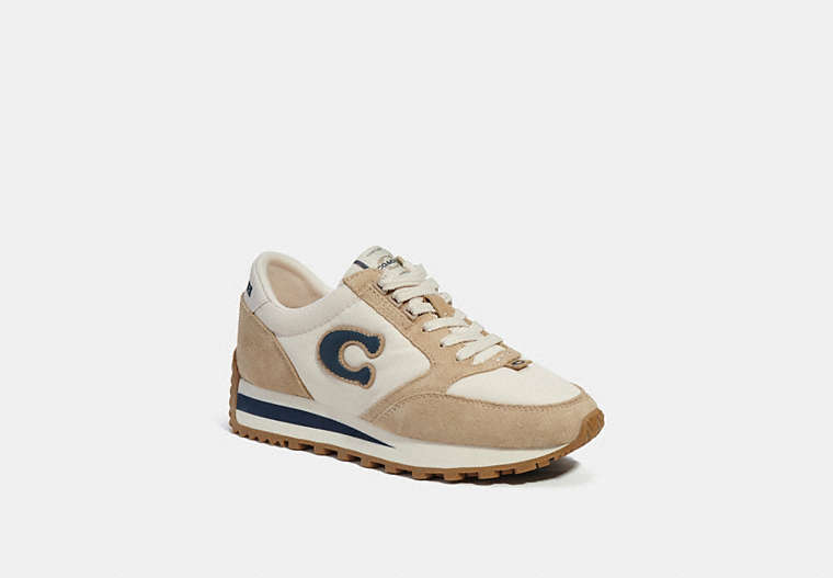 COACH®,RUNNER SNEAKER,Leather/Suede,Chalk/Oat,Front View image number 0
