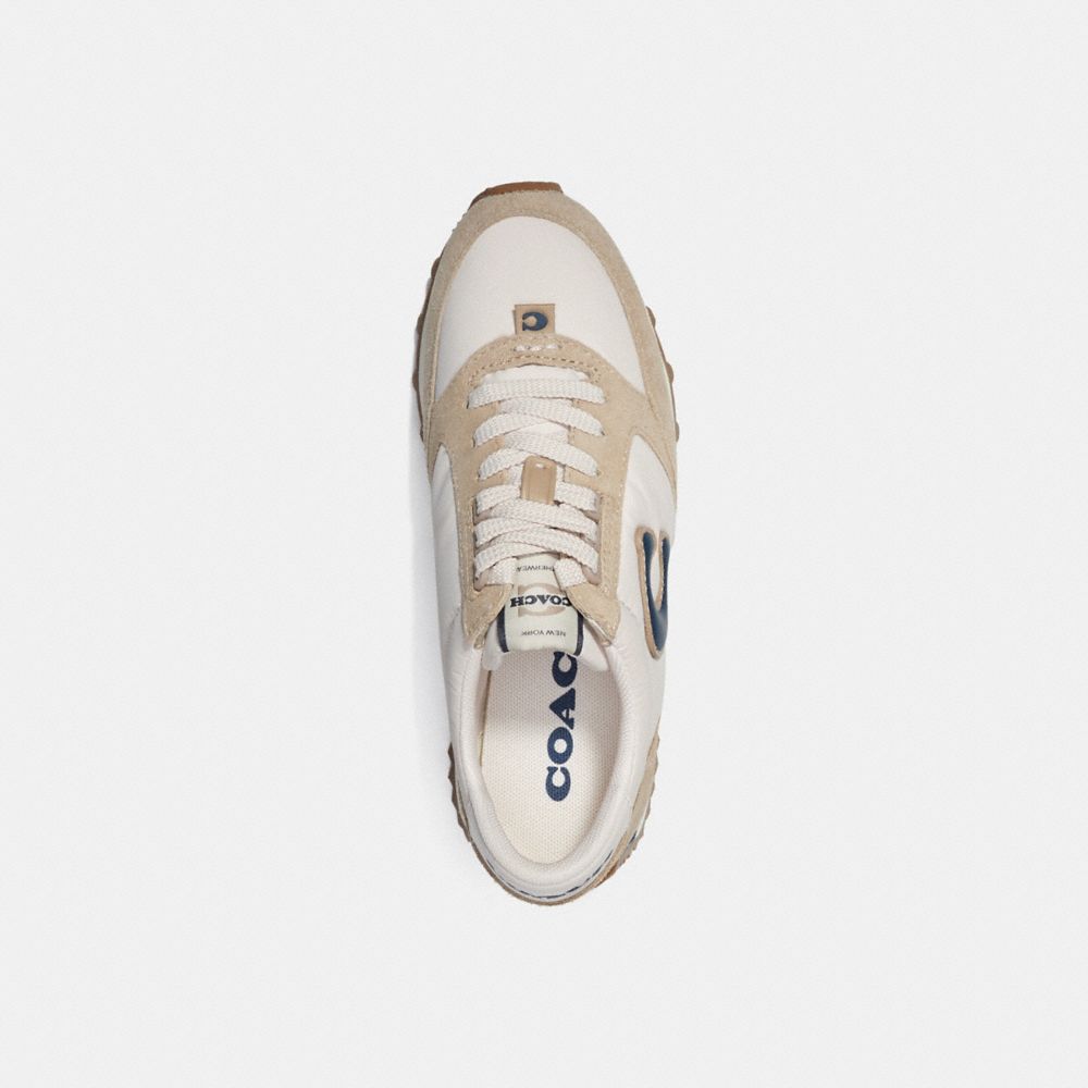 COACH®,RUNNER SNEAKER,Leather/Suede,Chalk/Oat,Inside View,Top View