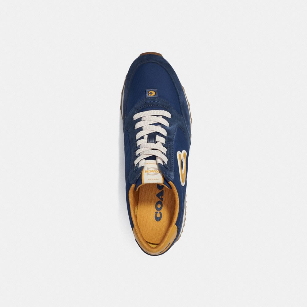 COACH®,Runner Sneaker,Suede,Casual,Fabric,Mixed Media,Casual,Navy,Inside View,Top View