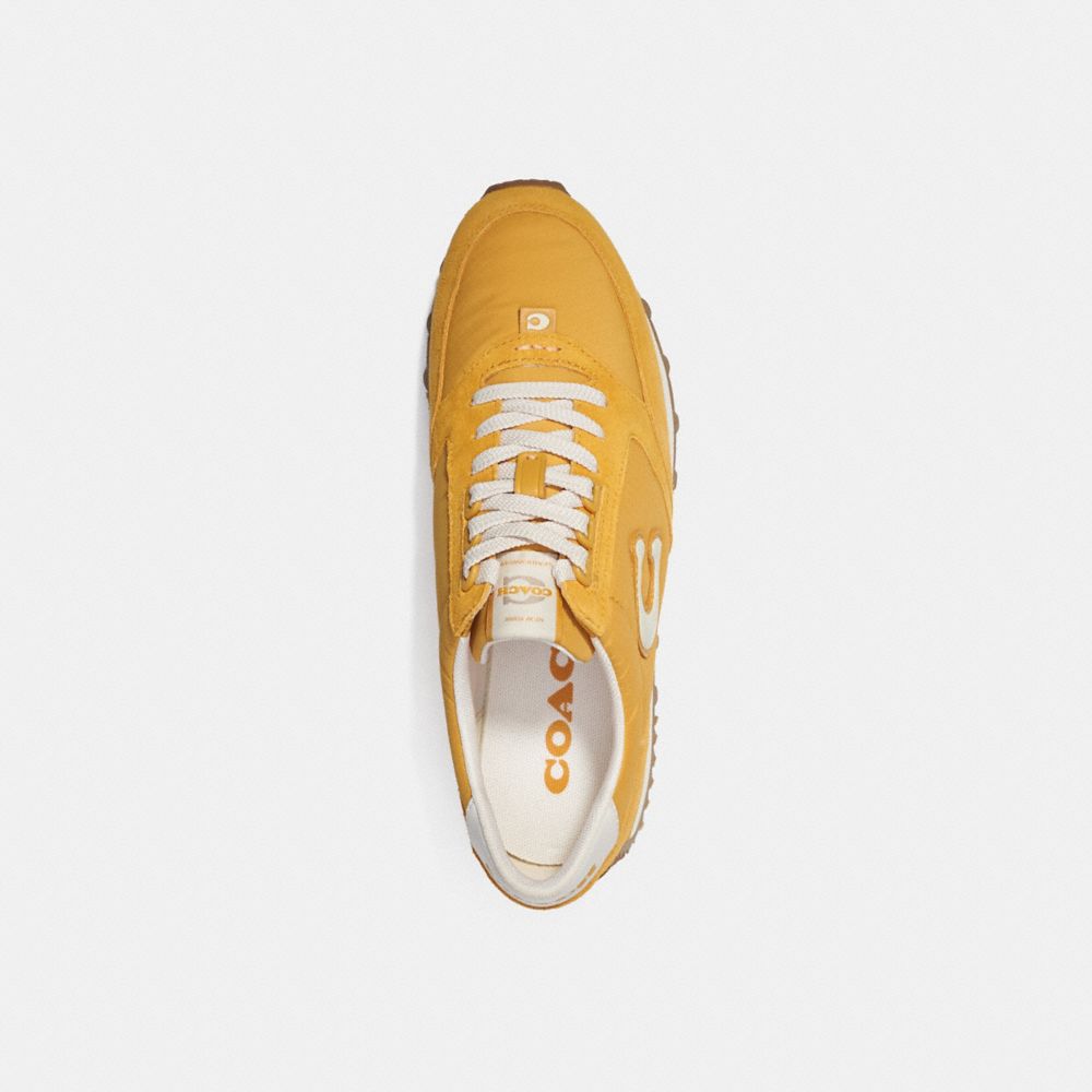 COACH®,RUNNER SNEAKER,Leather/Suede,Buttercup/Chalk,Inside View,Top View