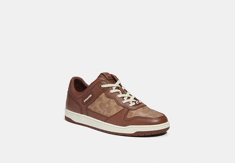 COACH®,C201 SNEAKER IN SIGNATURE CANVAS,Signature Coated Canvas,Saddle,Front View