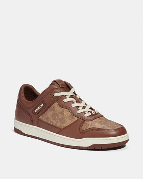 COACH®,C201 SNEAKER IN SIGNATURE CANVAS,Signature Coated Canvas,Saddle,Front View