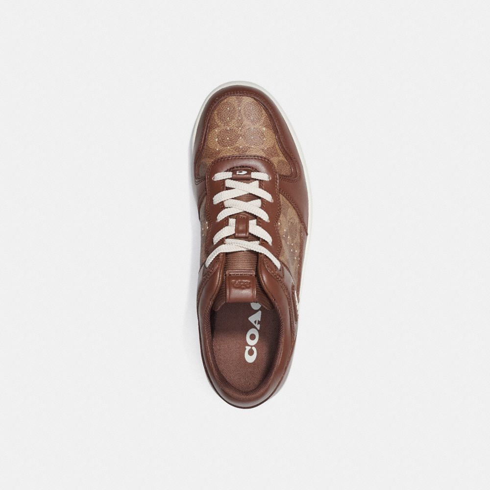 COACH C201 Low-Top Leather and Suede Lace-Up Retro Sneakers