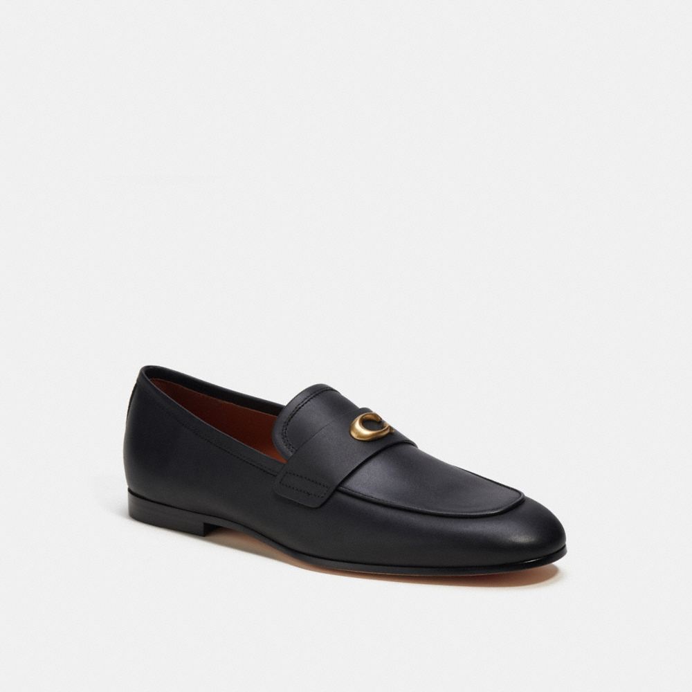 COACH®,SCULPTED SIGNATURE LOAFER,Leather,Black,Front View image number 0