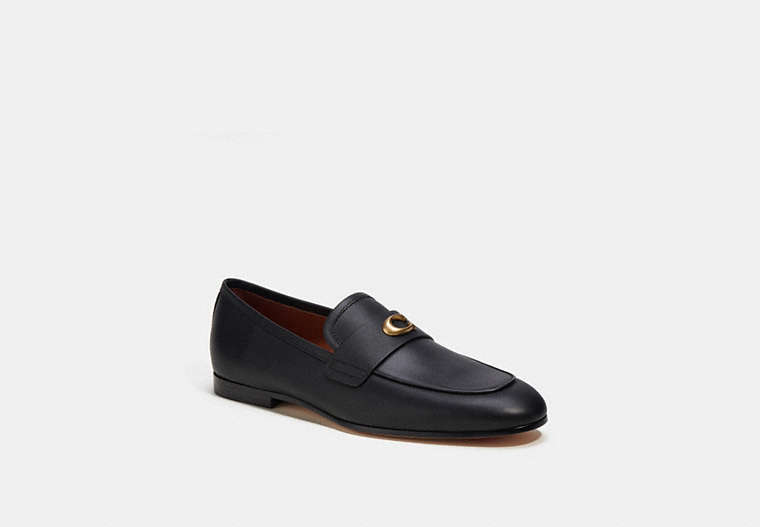 COACH®,SCULPTED SIGNATURE LOAFER,Leather,Black,Front View image number 0