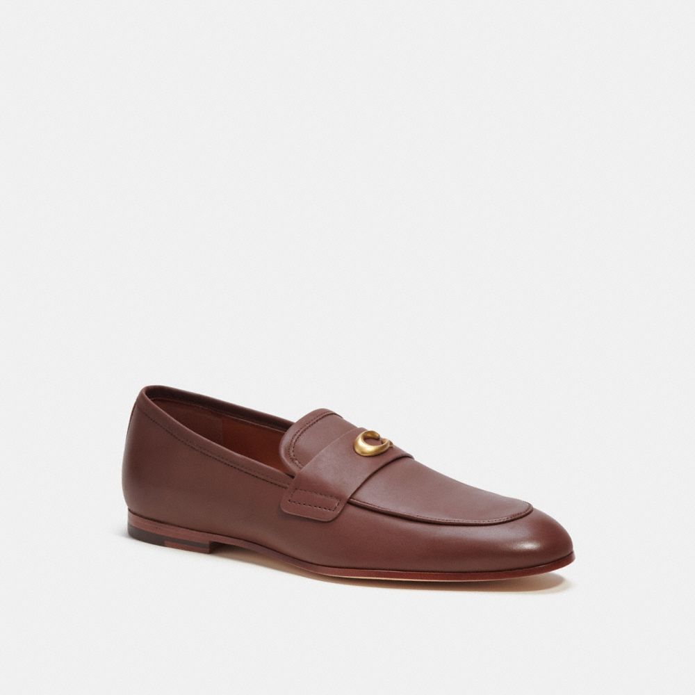 COACH®,SCULPTED SIGNATURE LOAFER,Leather,Saddle,Front View