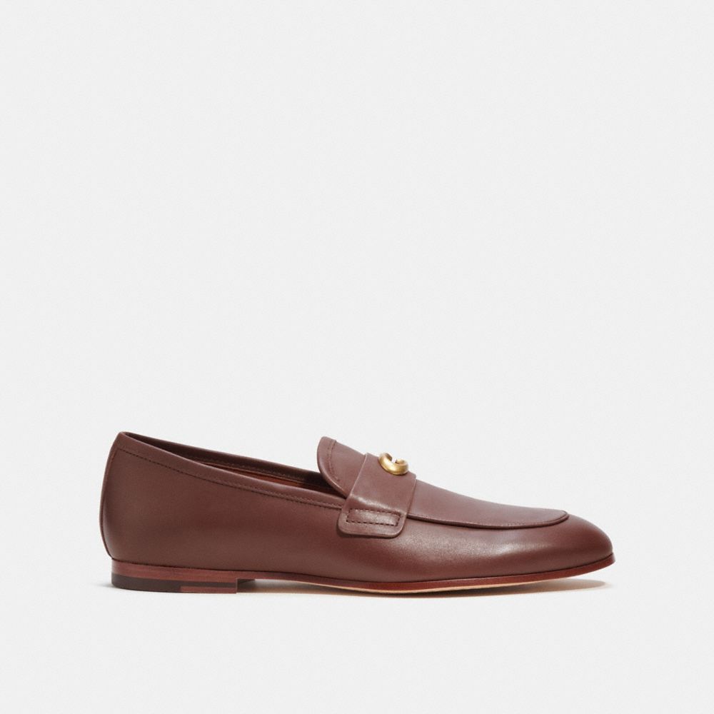 COACH®,SCULPTED SIGNATURE LOAFER,Leather,Saddle,Angle View