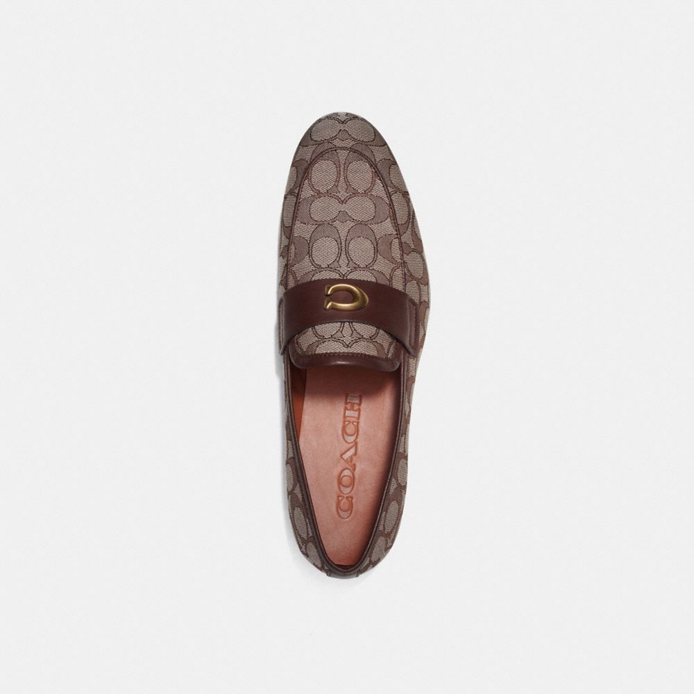 COACH®,SCULPTED SIGNATURE LOAFER IN SIGNATURE JACQUARD,Signature Jacquard,Oak,Inside View,Top View