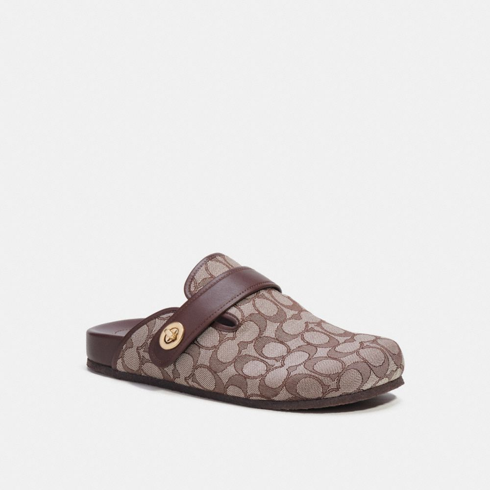 COACH®,CLOG IN SIGNATURE JACQUARD,Signature Jacquard,Oak/Maple,Front View