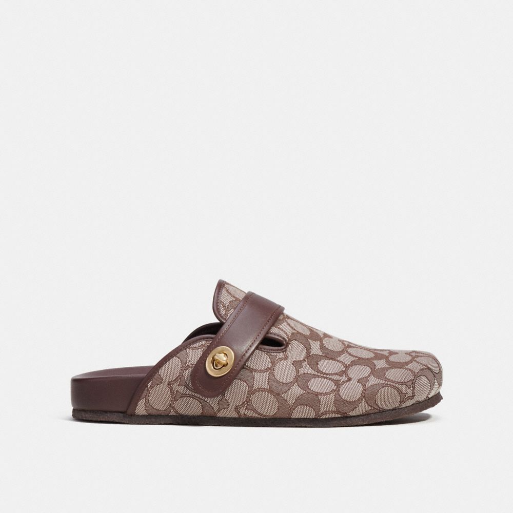 COACH®,CLOG IN SIGNATURE JACQUARD,Signature Jacquard,Oak/Maple,Angle View