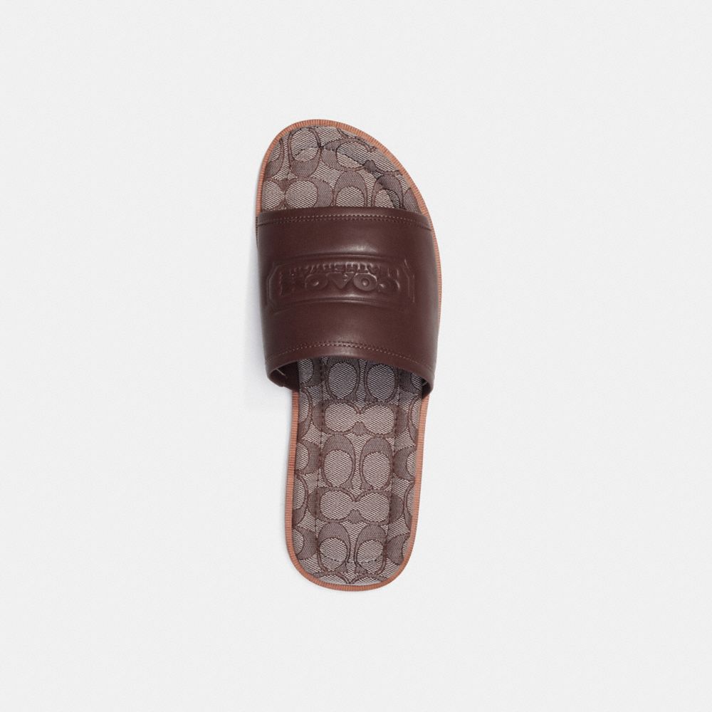 COACH®,SANDAL WITH SIGNATURE JACQUARD,Leather,Maple,Inside View,Top View