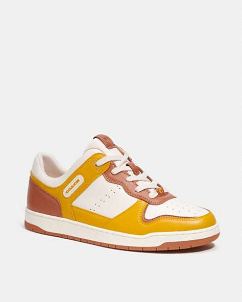 COACH®,C201 SNEAKER,Leather,Yellow Gold,Front View