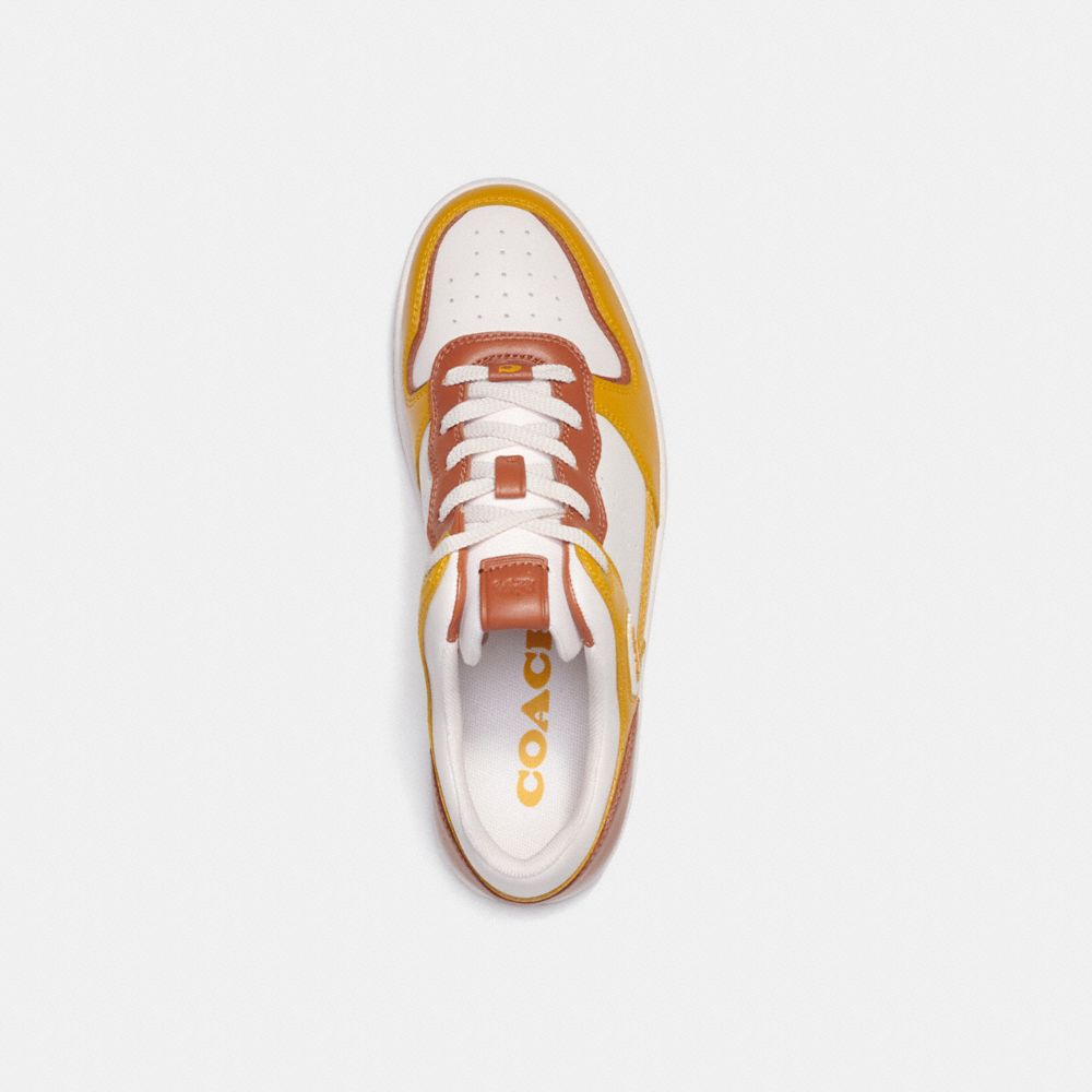 COACH®,C201 SNEAKER,Leather,Yellow Gold,Inside View,Top View