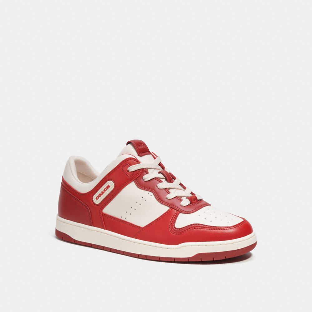 COACH®,C201 SNEAKER,Leather,Sport Red,Front View image number 0
