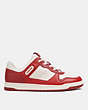 COACH®,C201 SNEAKER,Leather,Sport Red,Angle View