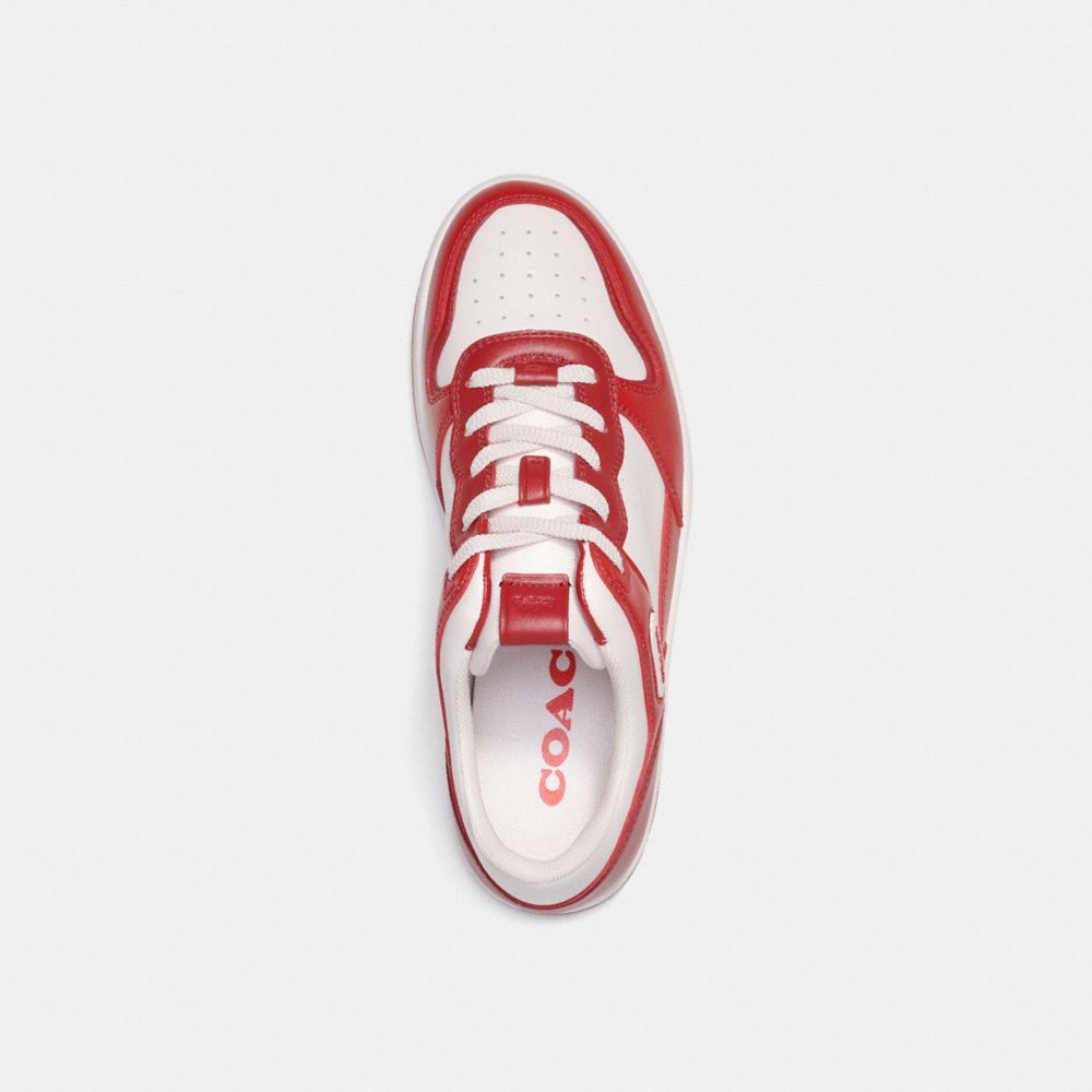 COACH®,C201 SNEAKER,Leather,Sport Red,Inside View,Top View