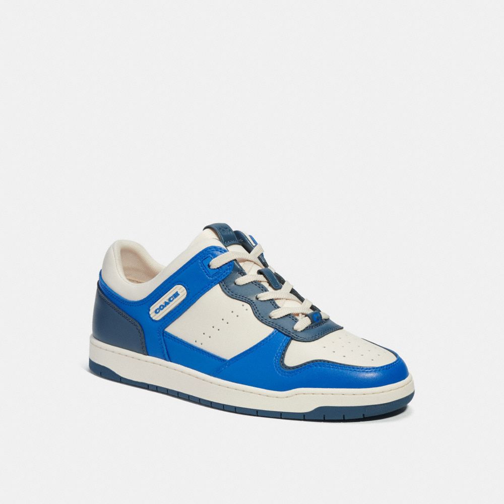 COACH®,C201 SNEAKER,Leather,Blue Fin,Front View
