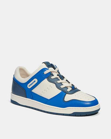 COACH®,C201 SNEAKER,Leather,Blue Fin,Front View